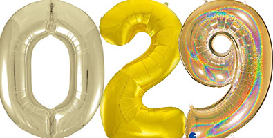 Large Gold Shape Number Balloons