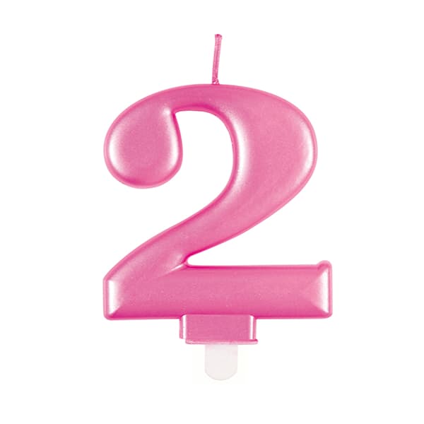 2 Pink Number Candle