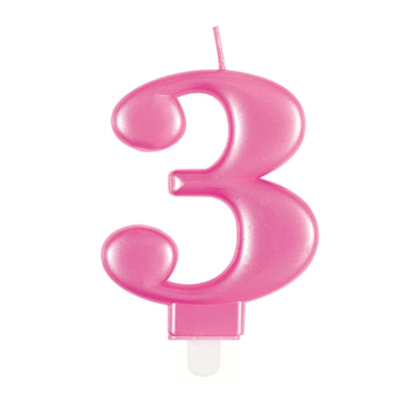 3 Pink Number Candle