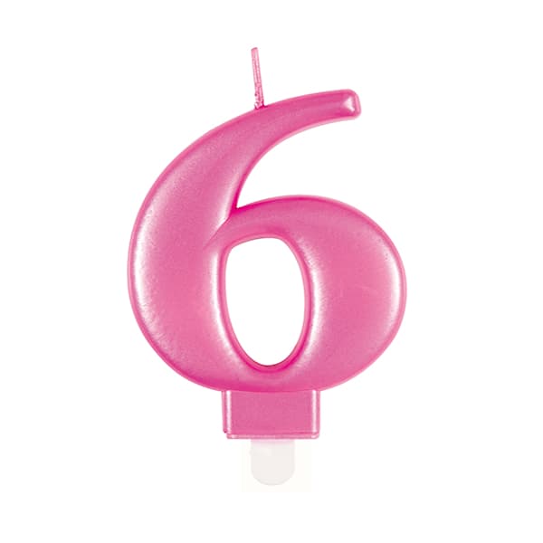 6 Pink Number Candle