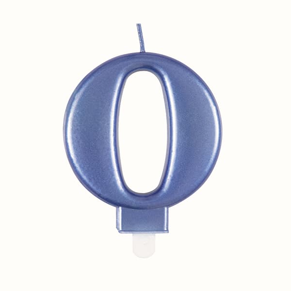 0 Blue Number Candle