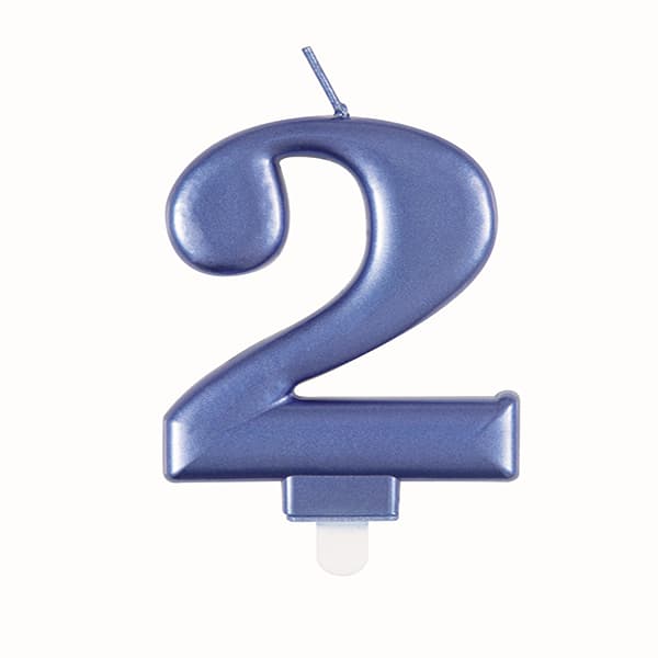 2 Blue Number Candle