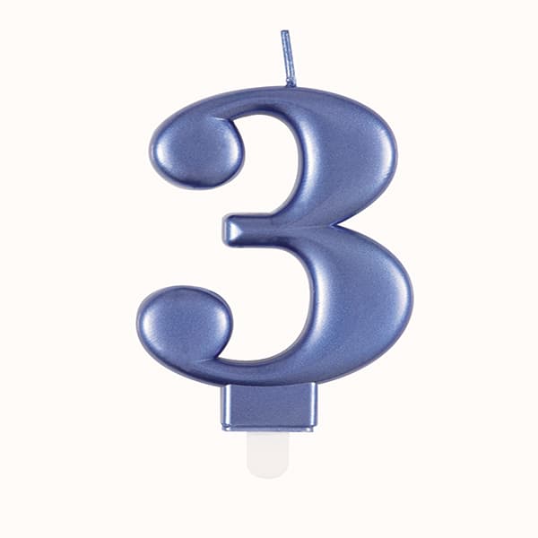 3 Blue Number Candle