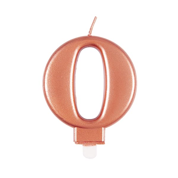 0 Rose Gold Number Candle