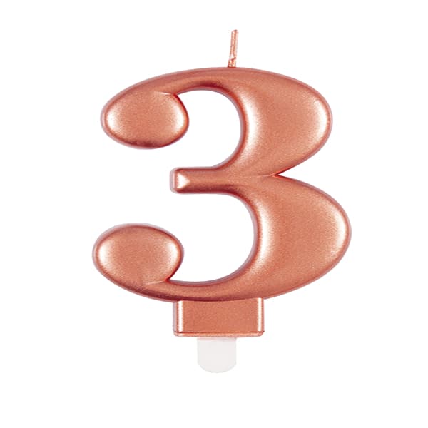 3 Rose Gold Number Candle