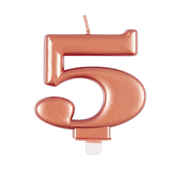 5 Rose Gold Number Candle