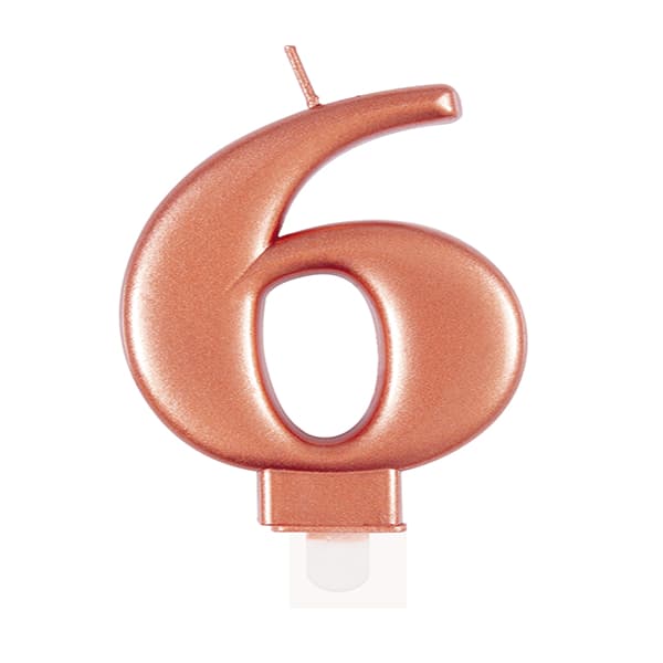 6 Rose Gold Number Candle