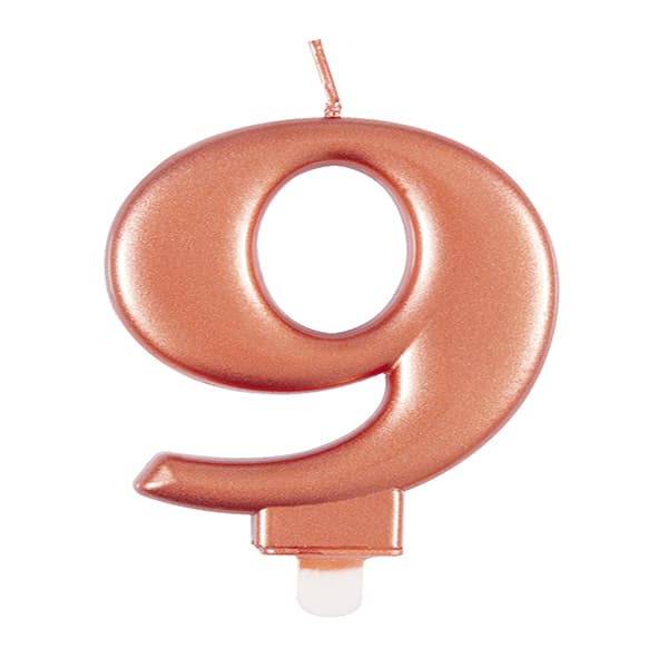 9 Rose Gold Number Candle