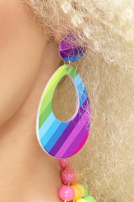 Teardrop Earrings, Neon Multi-Coloured