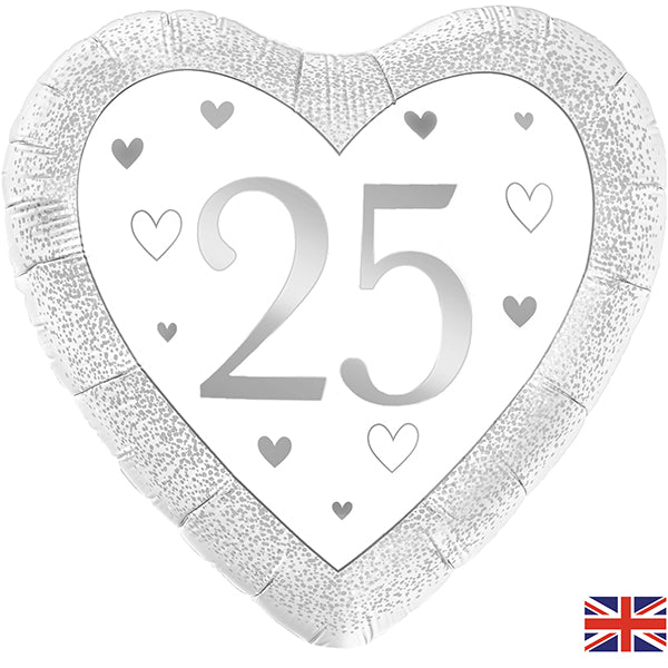 18" 25th Anniversary Hearts Foil Balloon