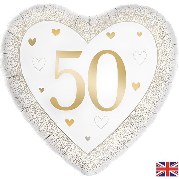 18" 50th Anniversary Hearts Foil Balloon