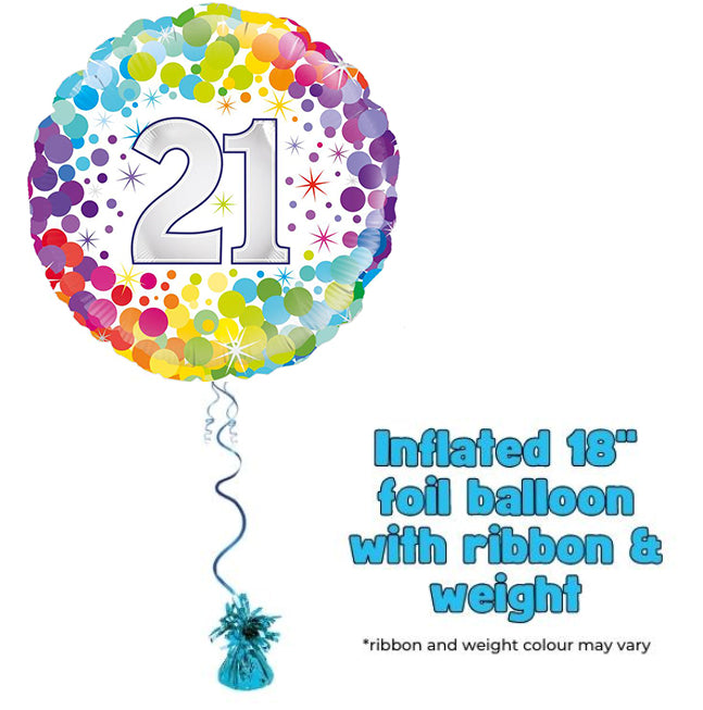 18" 21st Colourful Confetti Foil Balloon