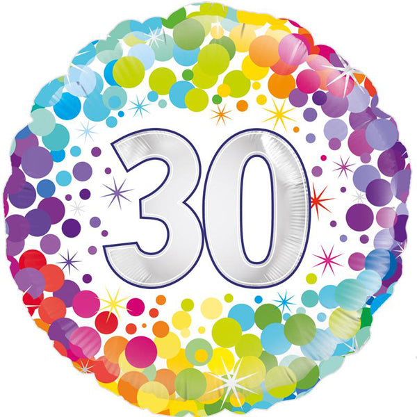 18" 30th Colourful Confetti Birthday Foil Balloon