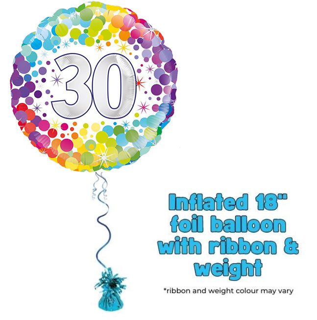 18" 30th Colourful Confetti Birthday Foil Balloon