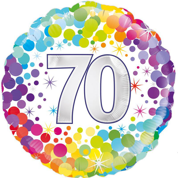 18" 70th Colourful Confetti Birthday Foil Balloon