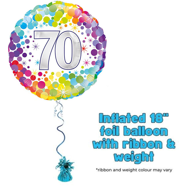 18" 70th Colourful Confetti Birthday Foil Balloon