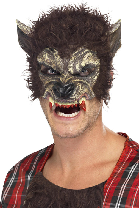 Werewolf Half Face Latex Mask, Brown