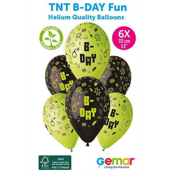 Happy Birthday TNT Latex Party Balloons 6pk