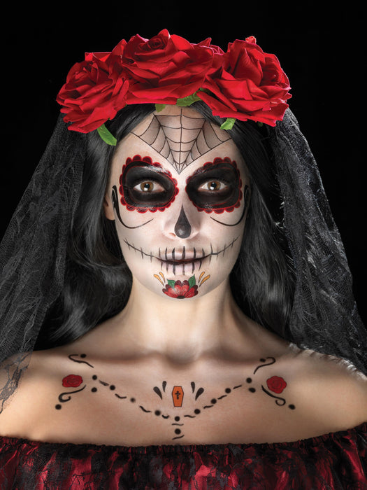 Smiffys Make-Up FX, Day of the Dead Kit, Aqua, Red