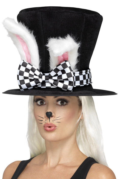 Tea Party March Hare Top Hat, Black & White