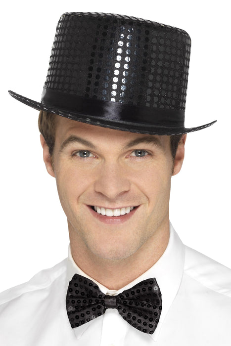 Sequin Top Hat, Black