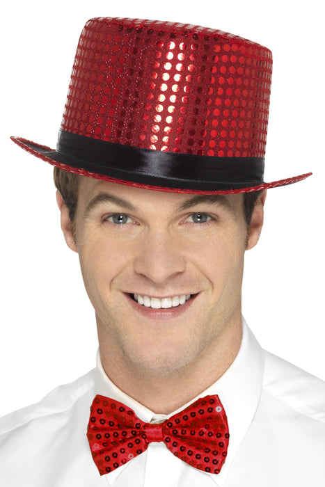 Sequin Top Hat, Red