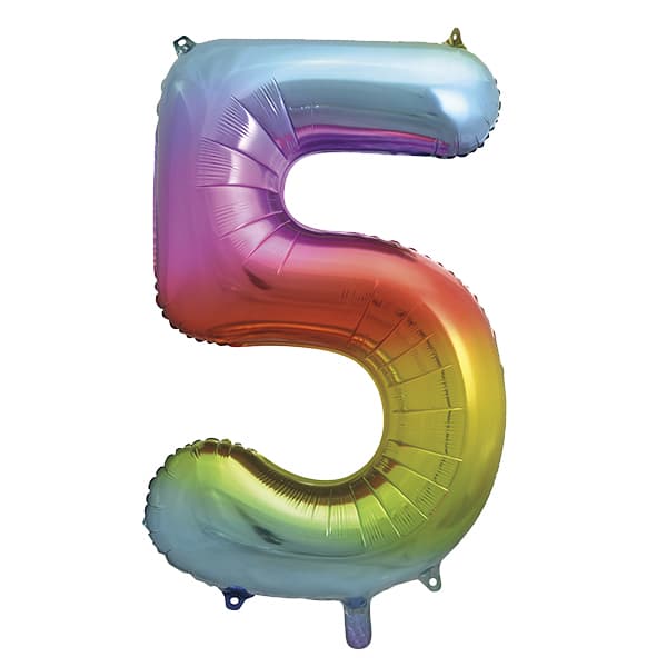 Rainbow 5 Large Shape Number Balloon