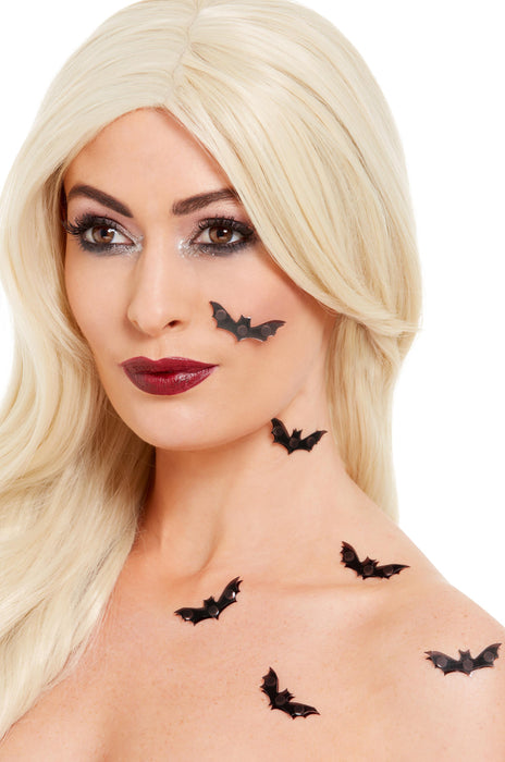 Smiffys Make-Up FX, 3D Bat Stickers, Black