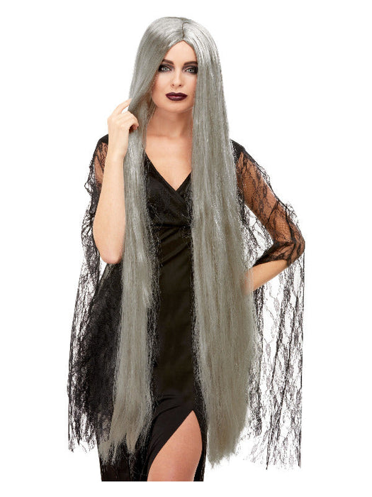 Witch Wig Extra Long, Grey