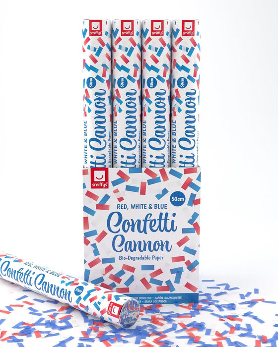 50cm Confetti Cannon, Red, White & Blue, DB of 12