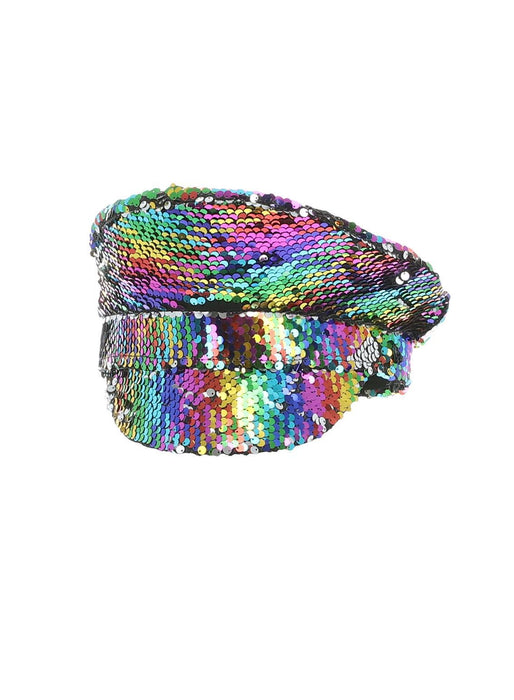 Sequin Captains Hat, Rainbow