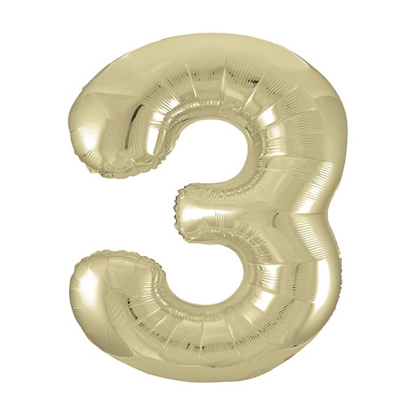 Champagne Gold 3 Large Shape Number Balloon