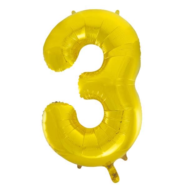 Gold 3 Large Shape Number Balloon