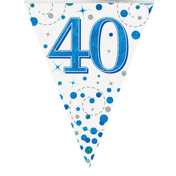 Happy 40th Birthday Blue Sparkling Fizz Bunting