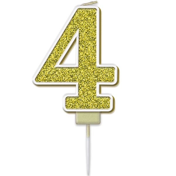 4 Gold Sparkling Fizz Number Candle