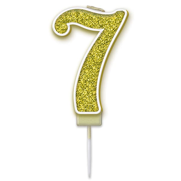 7 Gold Sparkling Fizz Number Candle