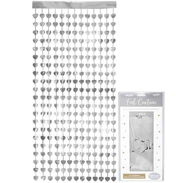 Silver Heart Foil Curtain