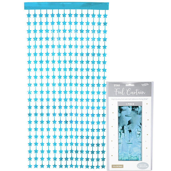 Light Blue Stars Foil Curtain