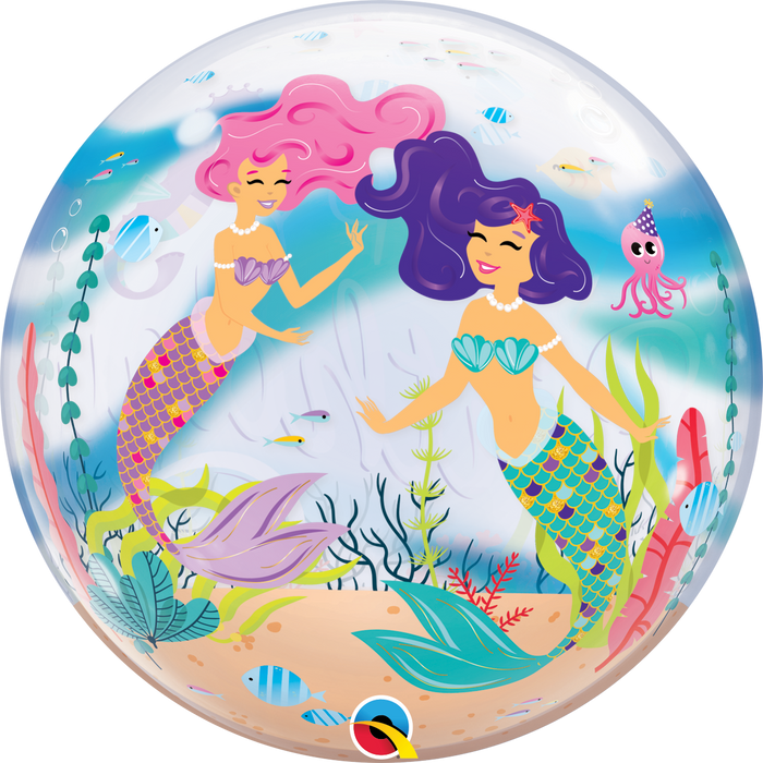 22" Happy Birthday Mermaid Bubble Balloon