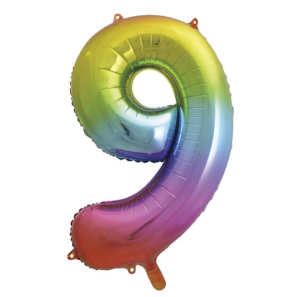 Rainbow 9 Large Shape Number Balloon