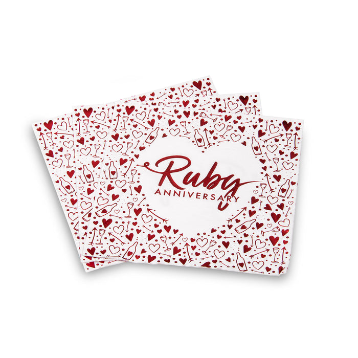 Ruby Anniversary Paper Napkins 16pk