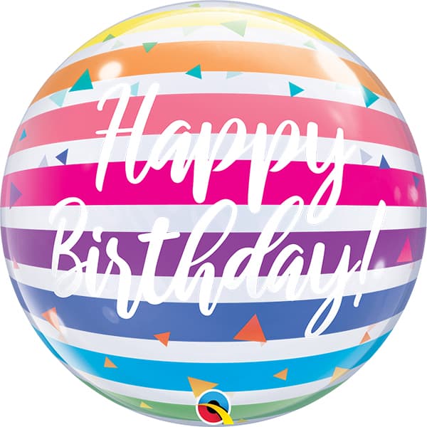 22" Bright Rainbow Stripes Birthday Bubble