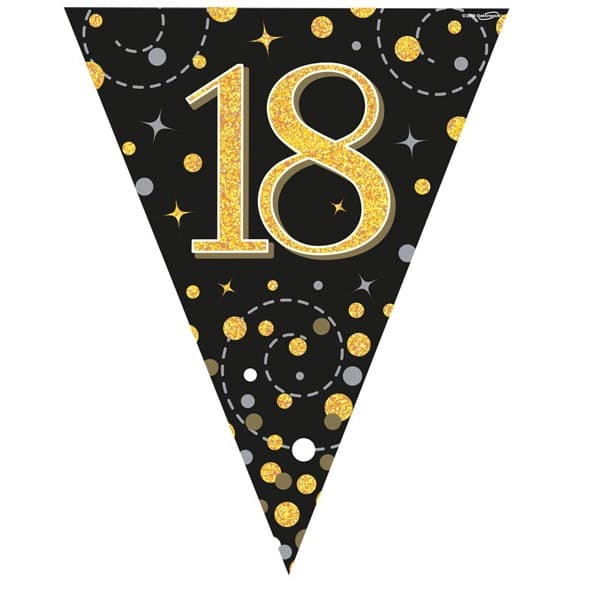 Happy 18th Birthday Black Sparkling Fizz Bunting