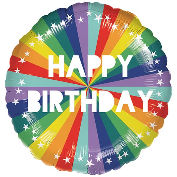 18" Bright Rainbow Happy Birthday Foil Balloons