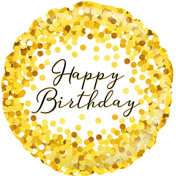 18" Happy Birthday Gold Sparkle Foil Balloon