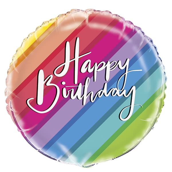 18" Happy Birthday Rainbow Foil Balloon