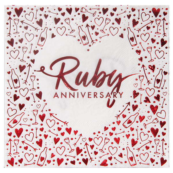 Ruby Anniversary Paper Napkins 16pk