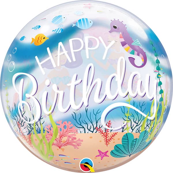 22" Happy Birthday Mermaid Bubble Balloon