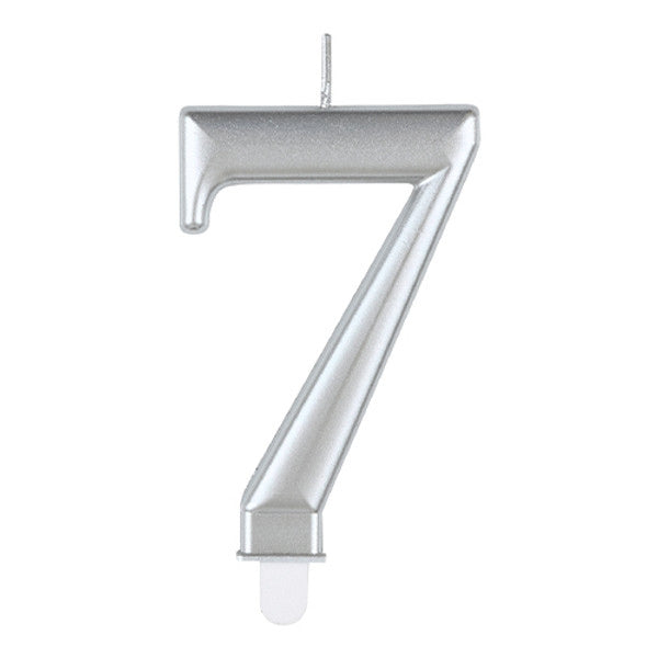 7 Silver Number Candle