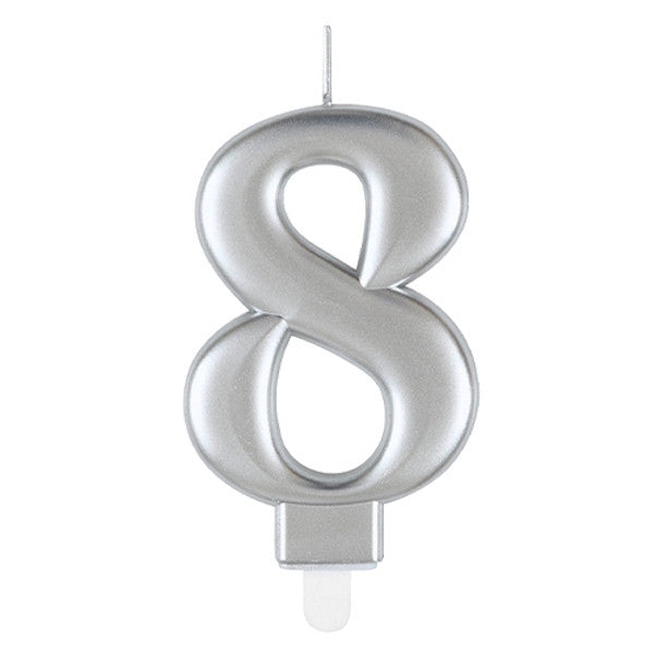 8 Silver Number Candle